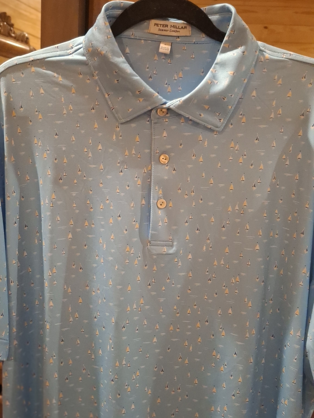 Peter Millar Light Blue Short-Sleeve Polo with Micro Pattern - Picture 3 of 16
